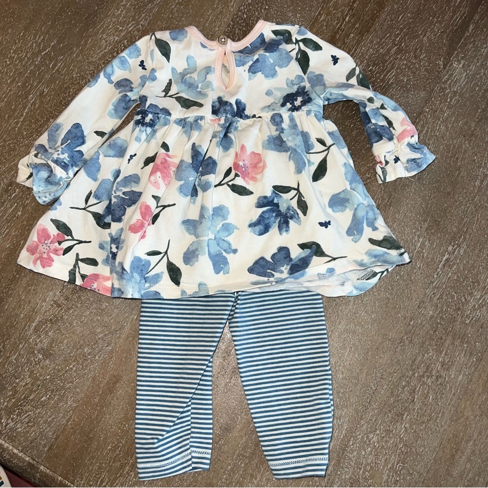 Burt’s Bees Baby Floral Stripe Outfit - Picture 2 of 2